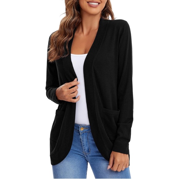 Urban CoCo Long Sleeve Knit Cardigans With Curved Hem in Black - Size L… - Picture 1 of 7